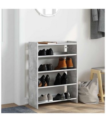 vidaXL Shoe Rack Concrete Grey 60x25x81 cm Engineered Wood