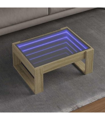 vidaXL Coffee Table with Infinity LED Sonoma Oak 70x53x30 cm