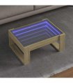 vidaXL Coffee Table with Infinity LED Sonoma Oak 70x53x30 cm