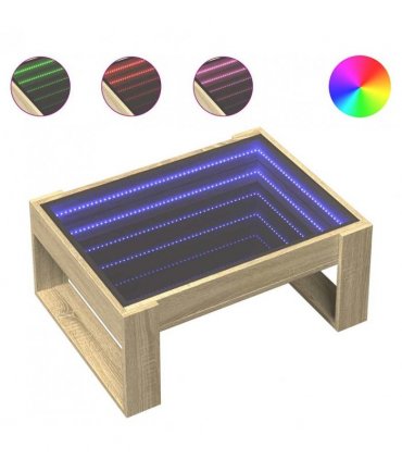 vidaXL Coffee Table with Infinity LED Sonoma Oak 70x53x30 cm