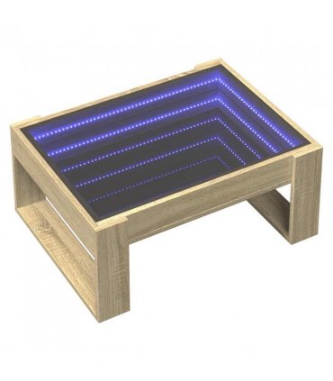 vidaXL Coffee Table with Infinity LED Sonoma Oak 70x53x30 cm