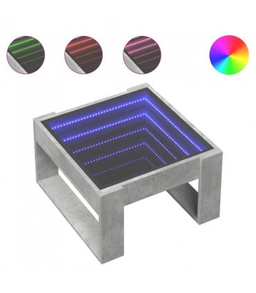 vidaXL Coffee Table with Infinity LED Concrete Grey 50x53x30 cm