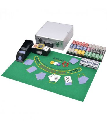 vidaXL Combine Poker/Blackjack Set with 600 Laser Chips Aluminium