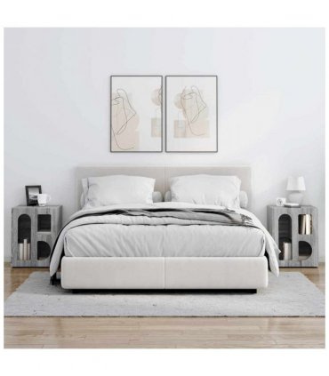 vidaXL Bedside Table ELST 2 pcs Grey Sonoma 40 x 35 x 50 cm