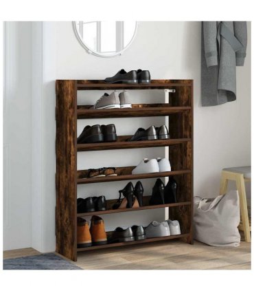 vidaXL Shoe Rack Smoked Oak 80x25x100 cm Engineered Wood