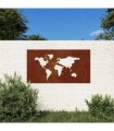vidaXL Garden Wall Decoration 105x55 cm Corten Steel World Map Design