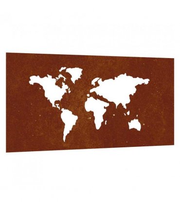 vidaXL Garden Wall Decoration 105x55 cm Corten Steel World Map Design