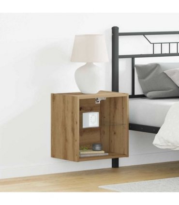 vidaXL Floating Shelf with LED Light 2 pcs Brown 40 x 28.5 x 40 cm