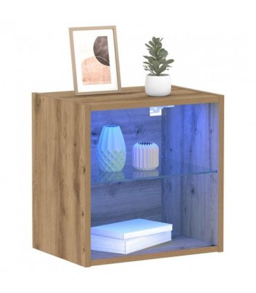 vidaXL Floating Shelf with LED Light 2 pcs Brown 40 x 28.5 x 40 cm
