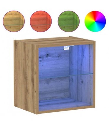 vidaXL Floating Shelf with LED Light 2 pcs Brown 40 x 28.5 x 40 cm