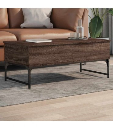 vidaXL Coffee Table Brown Oak 100x50x40 cm Engineered Wood and Metal