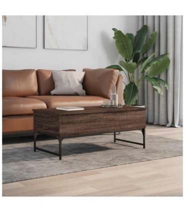 vidaXL Coffee Table Brown Oak 100x50x40 cm Engineered Wood and Metal