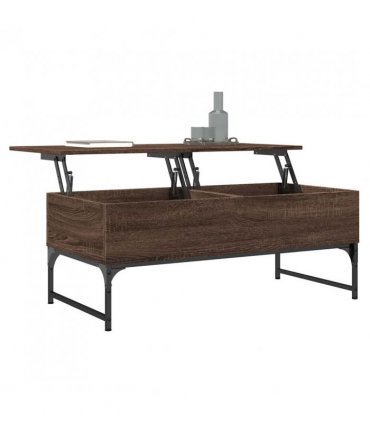 vidaXL Coffee Table Brown Oak 100x50x40 cm Engineered Wood and Metal