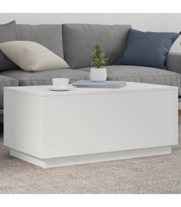 vidaXL Coffee Table with LED Lights White 90x50x40 cm