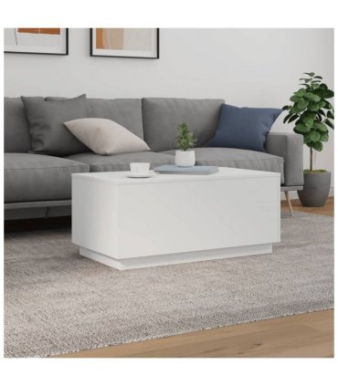 vidaXL Coffee Table with LED Lights White 90x50x40 cm
