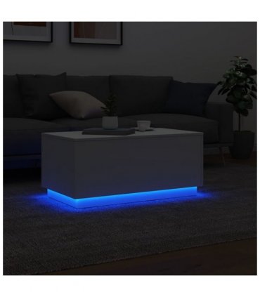 vidaXL Coffee Table with LED Lights White 90x50x40 cm
