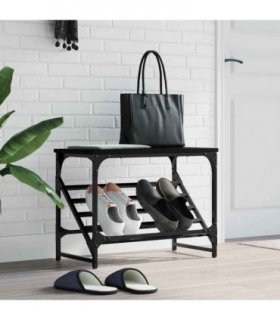 vidaXL Shoe Rack Black 60x30x45 cm Engineered Wood