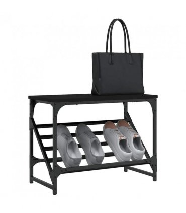 vidaXL Shoe Rack Black 60x30x45 cm Engineered Wood