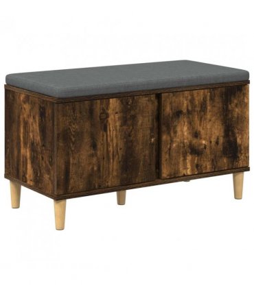 vidaXL Hall Bench with Cushion with Storage Smoked Oak 80 x 38 x 46 cm