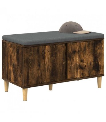 vidaXL Hall Bench with Cushion with Storage Smoked Oak 80 x 38 x 46 cm