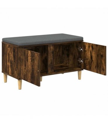 vidaXL Hall Bench with Cushion with Storage Smoked Oak 80 x 38 x 46 cm