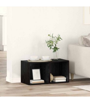 vidaXL TV Cabinet Set 2 pcs 37 x 35 x 37.5 cm Black Engineered Wood