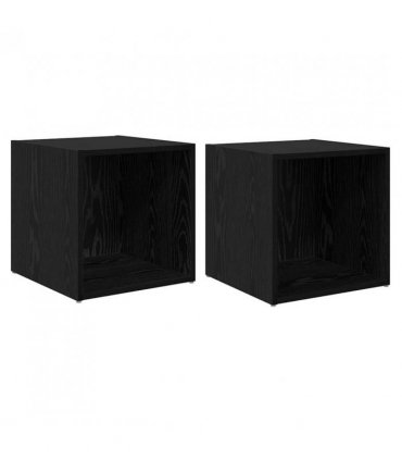 vidaXL TV Cabinet Set 2 pcs 37 x 35 x 37.5 cm Black Engineered Wood