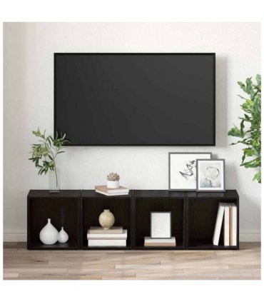vidaXL TV Cabinet Set 2 pcs 37 x 35 x 37.5 cm Black Engineered Wood