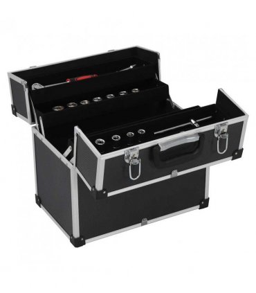 vidaXL Tool Case 38x22.5x34 cm Black Aluminum