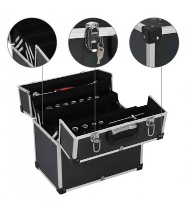 vidaXL Tool Case 38x22.5x34 cm Black Aluminum