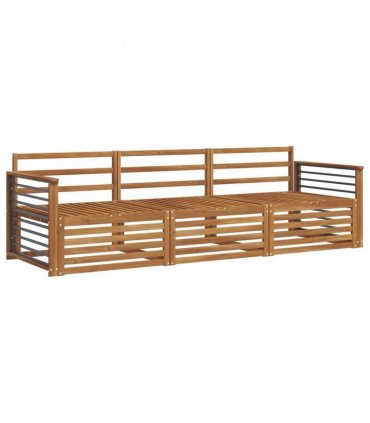 vidaXL Outdoor Sofa Set 3 pcs Natural Solid Acacia Wood