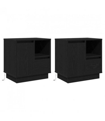 vidaXL Bedside Cabinet with Drawer 2 pcs Black Oak 50 x 34.5 x 50 cm