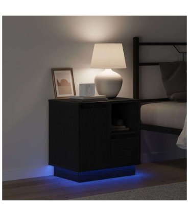 vidaXL Bedside Cabinet with Drawer 2 pcs Black Oak 50 x 34.5 x 50 cm