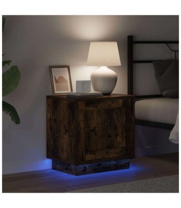 vidaXL Bedside Cabinet Smoked Oak 44 x 34.5 x 45 cm Engineered Wood