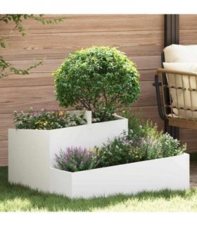 vidaXL Garden Planter White 80 x 80 x 50 cm Cold-rolled Steel