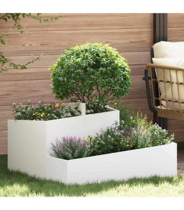 vidaXL Garden Planter White 80 x 80 x 50 cm Cold-rolled Steel