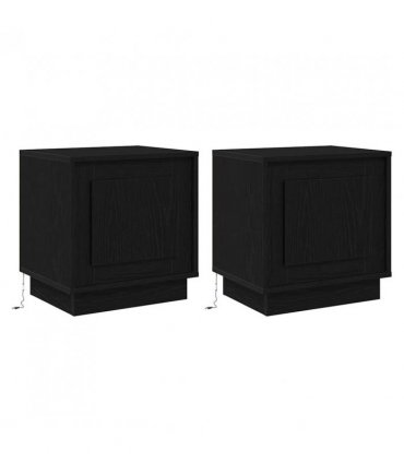 vidaXL Bedside Cabinet 2 pcs Black 44 x 34.5 x 45 cm Engineered Wood