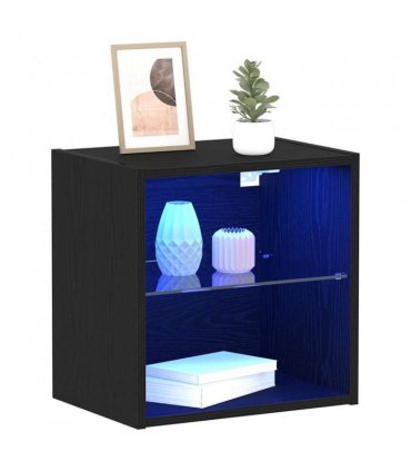 vidaXL Floating Shelf with LED Light 2 pcs Black 40 x 28.5 x 40 cm