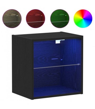 vidaXL Floating Shelf with LED Light 2 pcs Black 40 x 28.5 x 40 cm