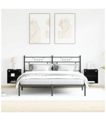 vidaXL Floating Shelf with LED Light 2 pcs Black 40 x 28.5 x 40 cm