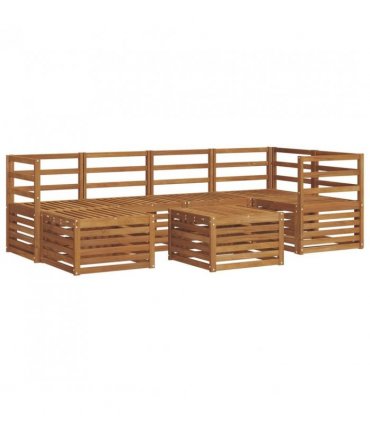 vidaXL Sectional Sofa Set 7 pcs Natural Solid Acacia Wood