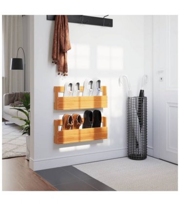 vidaXL Wall-mounted Shoe Racks 2 pcs Wax Brown 59x8.5x23.5 cm Solid Wood Pine