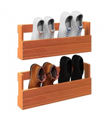 vidaXL Wall-mounted Shoe Racks 2 pcs Wax Brown 59x8.5x23.5 cm Solid Wood Pine