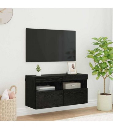 vidaXL TV Wall Cabinet Black Oak 80 x 30 x 40 cm Engineered Wood