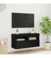 vidaXL TV Wall Cabinet Black Oak 80 x 30 x 40 cm Engineered Wood
