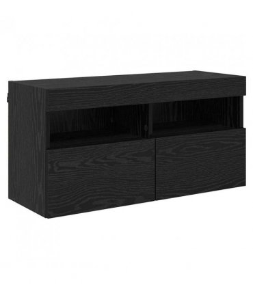 vidaXL TV Wall Cabinet Black Oak 80 x 30 x 40 cm Engineered Wood