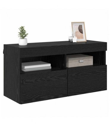 vidaXL TV Wall Cabinet Black Oak 80 x 30 x 40 cm Engineered Wood