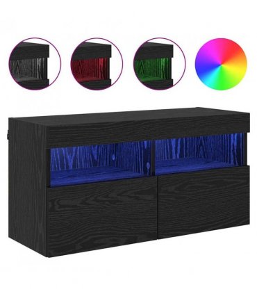 vidaXL TV Wall Cabinet Black Oak 80 x 30 x 40 cm Engineered Wood