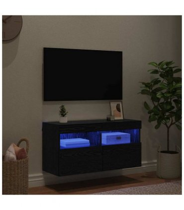 vidaXL TV Wall Cabinet Black Oak 80 x 30 x 40 cm Engineered Wood