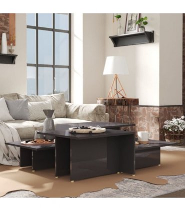 vidaXL Coffee Table | Set of 2 | High gloss grey | Chipboard | 111.5x50x33 cm